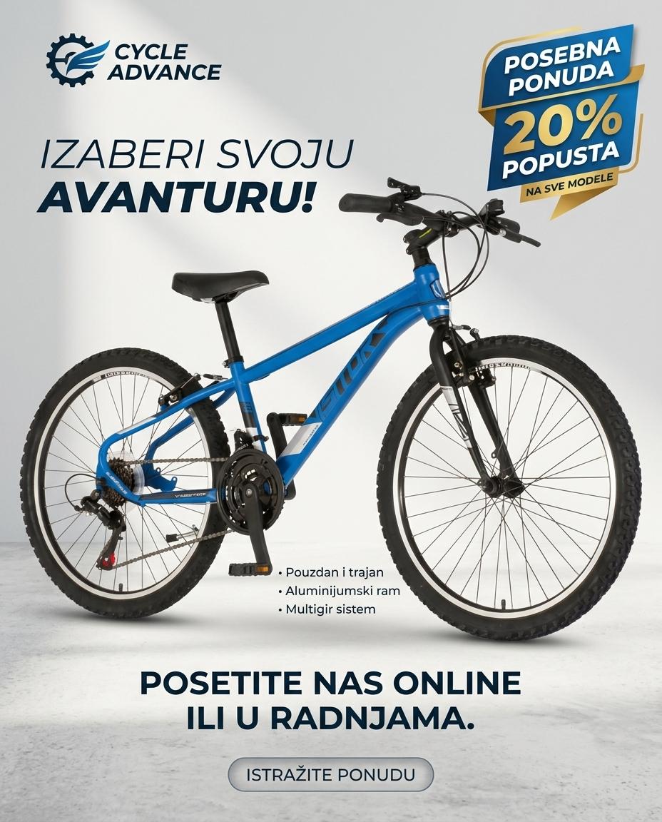 BICIKL JUNIOR 24 VISITOR RADIANCE 24" 12" V-BRAKE 21 BRZINA 132-155CM (XS) PLAVI